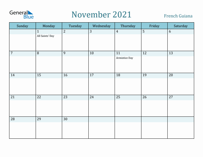 November 2021 Calendar with Holidays