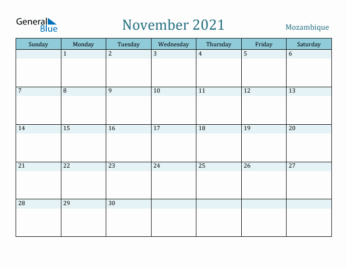 November 2021 Calendar with Holidays