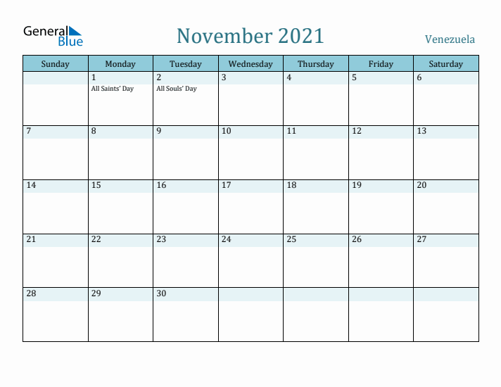 November 2021 Calendar with Holidays