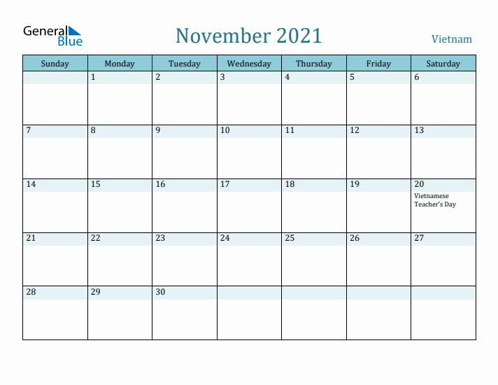 November 2021 Calendar with Holidays