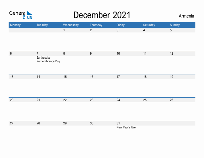 Fillable December 2021 Calendar