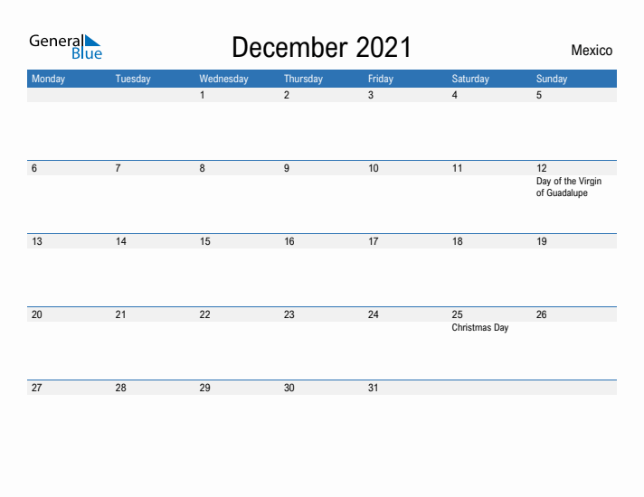 Fillable December 2021 Calendar