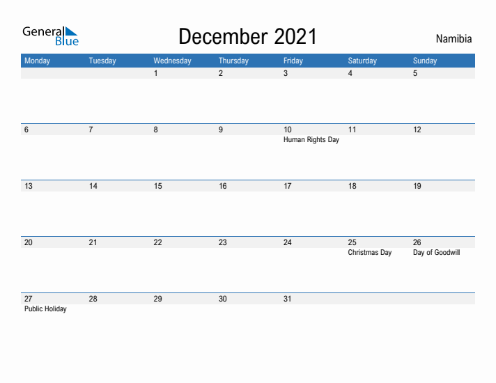 Fillable December 2021 Calendar