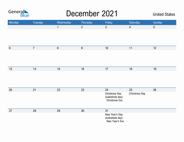 Fillable December 2021 Calendar