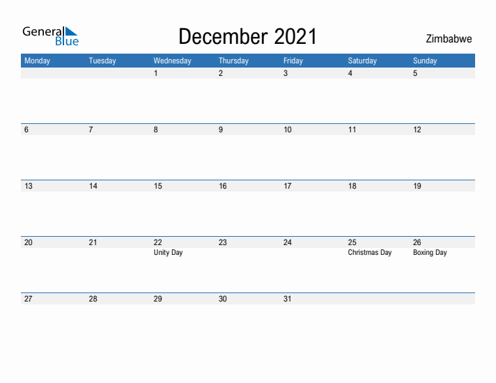 Fillable December 2021 Calendar