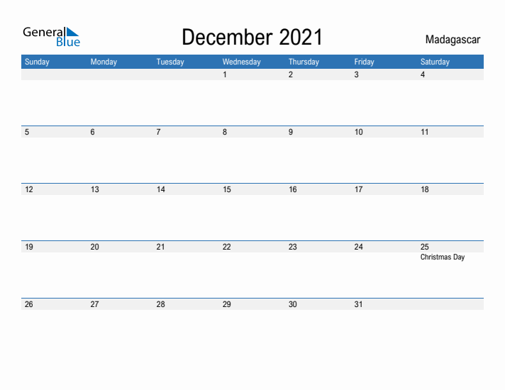 Fillable December 2021 Calendar