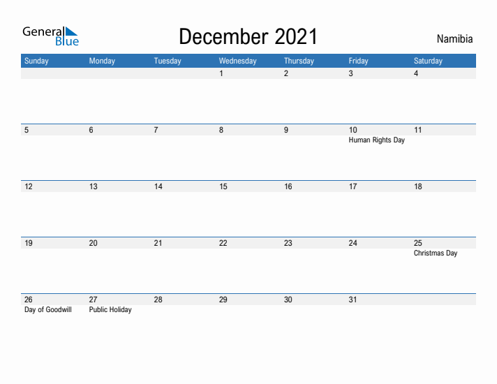 Fillable December 2021 Calendar