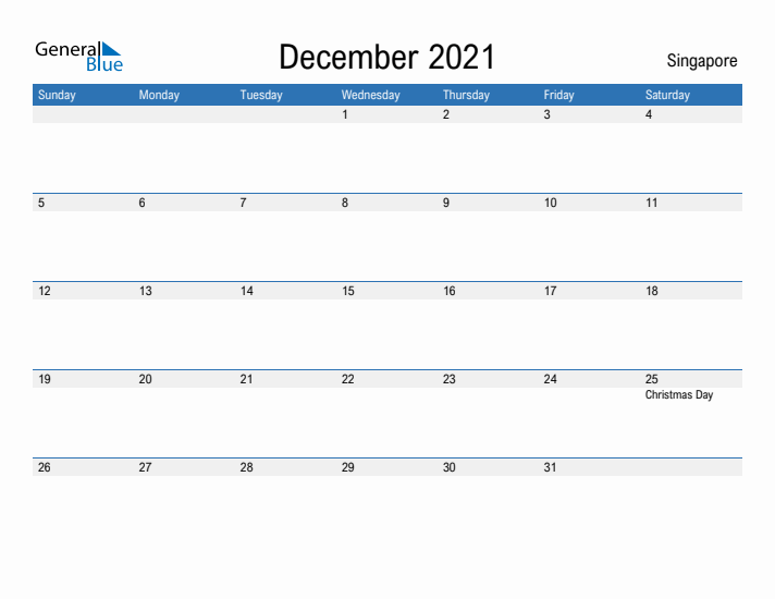 Fillable December 2021 Calendar