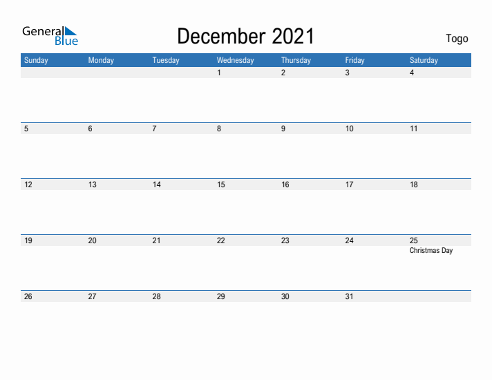 Fillable December 2021 Calendar