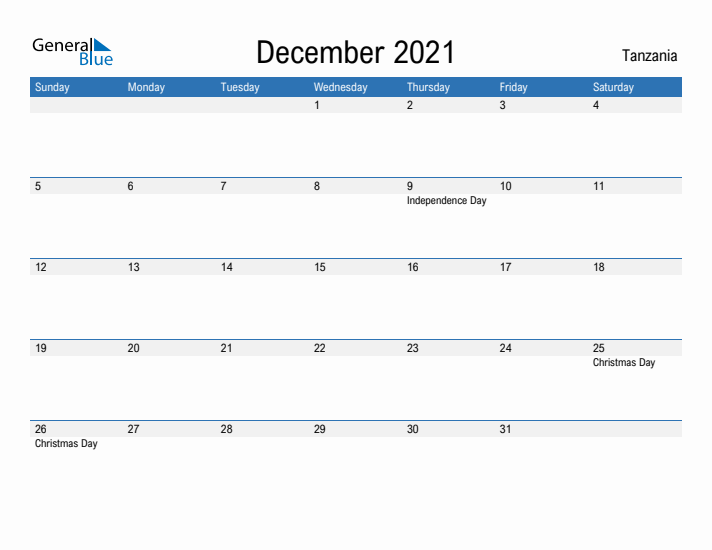 Fillable December 2021 Calendar