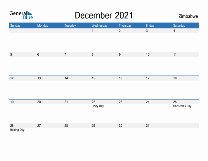 Fillable December 2021 Calendar