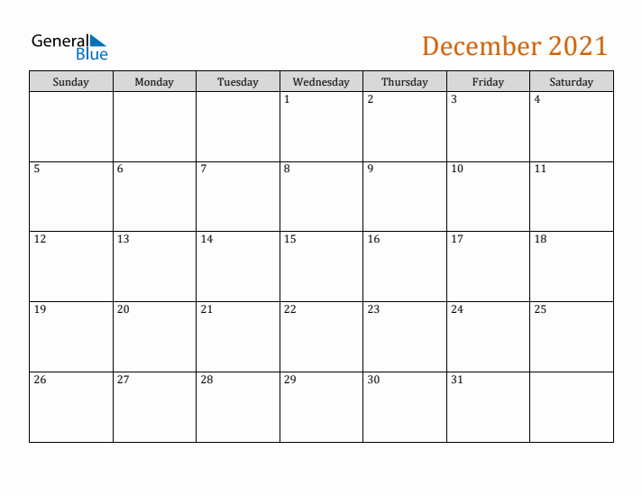 Editable December 2021 Calendar