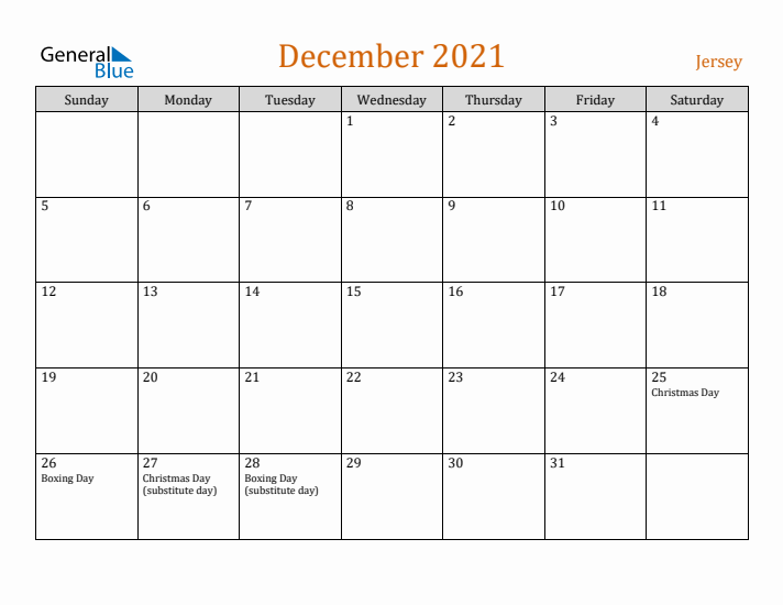 December 2021 Holiday Calendar with Sunday Start