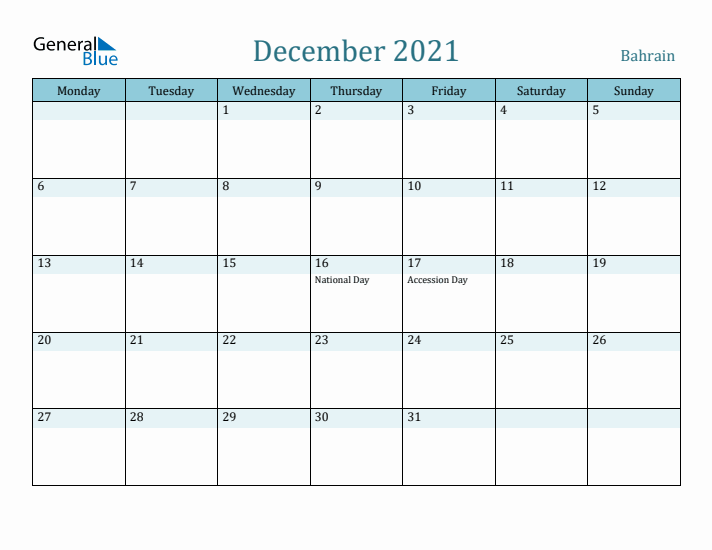 December 2021 Calendar with Holidays