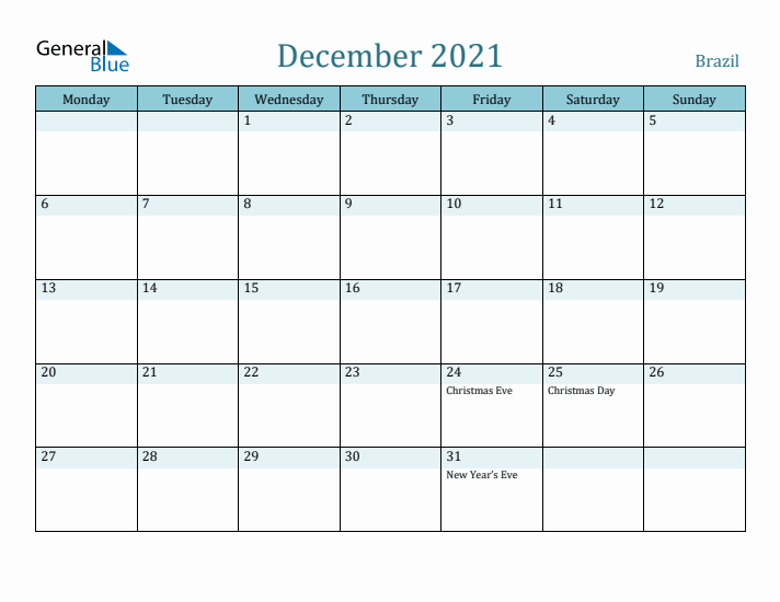 December 2021 Calendar with Holidays