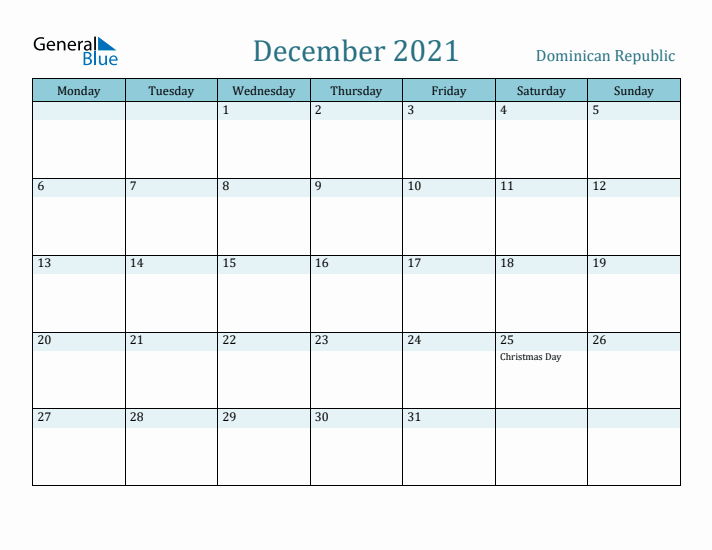 December 2021 Calendar with Holidays