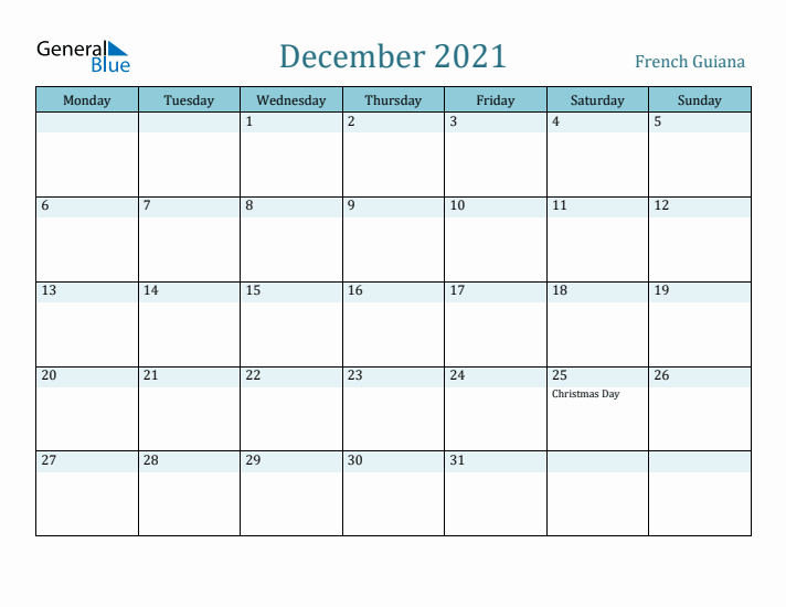 December 2021 Calendar with Holidays