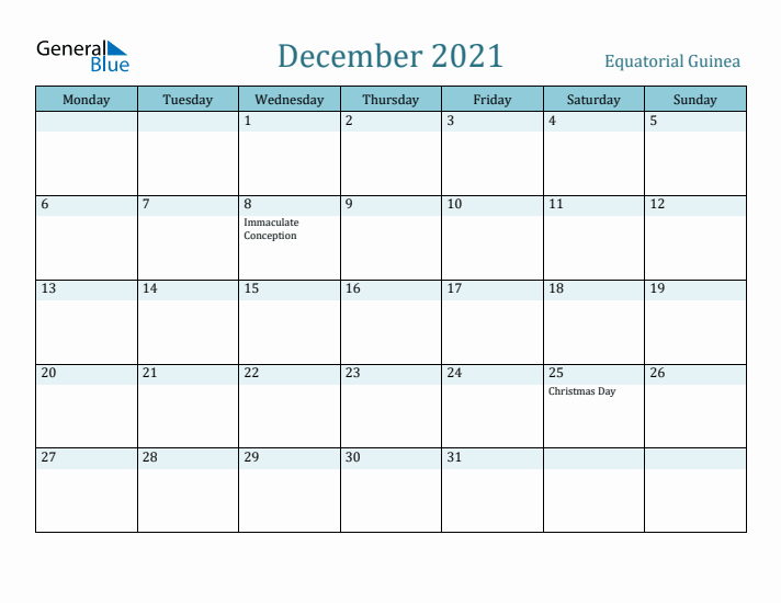 December 2021 Calendar with Holidays