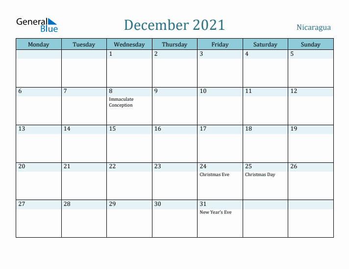 December 2021 Calendar with Holidays