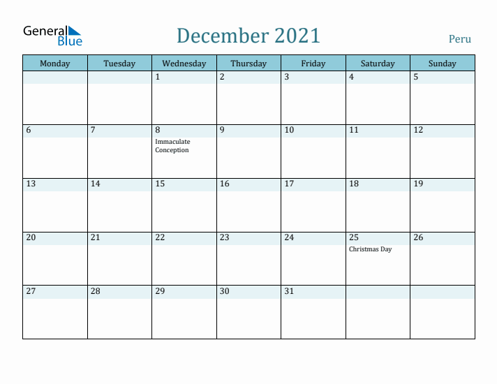 December 2021 Calendar with Holidays