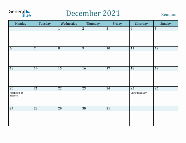 December 2021 Calendar with Holidays