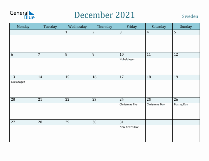 December 2021 Calendar with Holidays