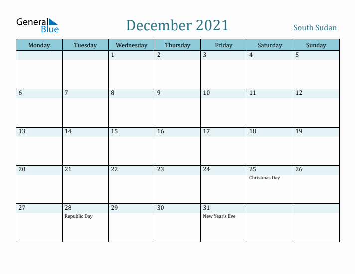 December 2021 Calendar with Holidays