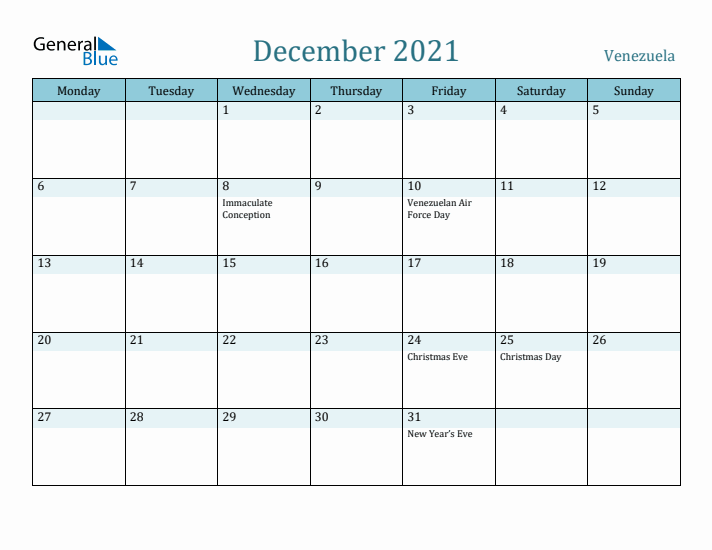 December 2021 Calendar with Holidays