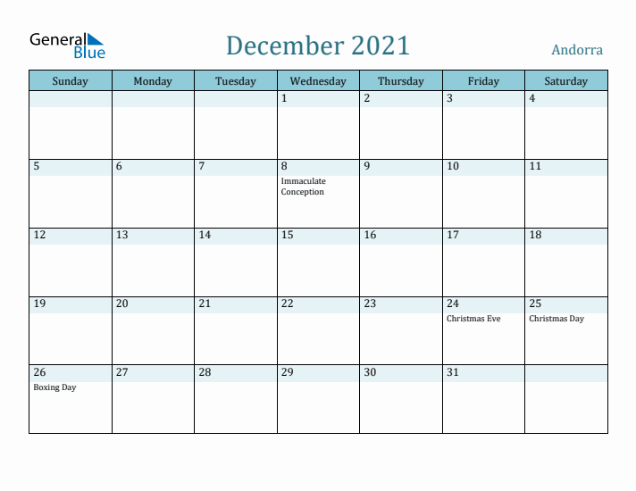 December 2021 Calendar with Holidays