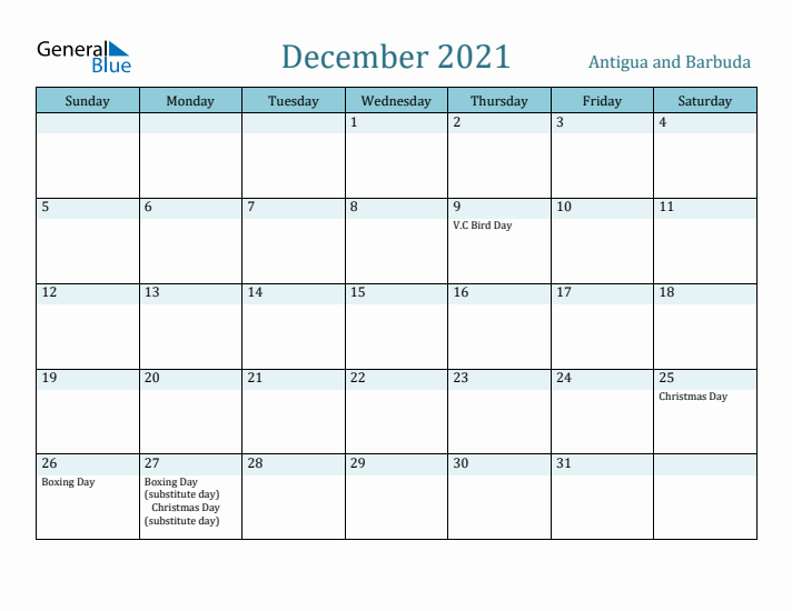 December 2021 Calendar with Holidays