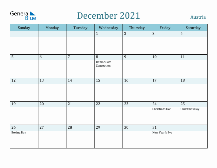 December 2021 Calendar with Holidays