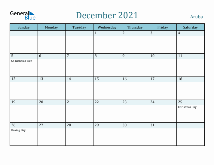 December 2021 Calendar with Holidays