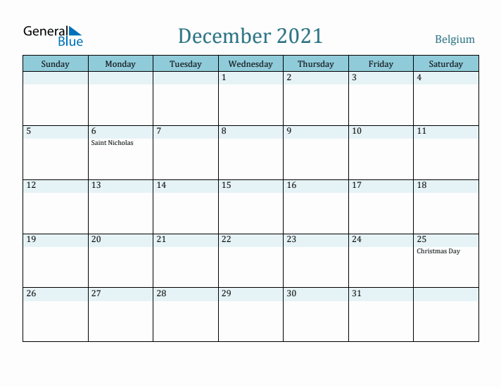 December 2021 Calendar with Holidays