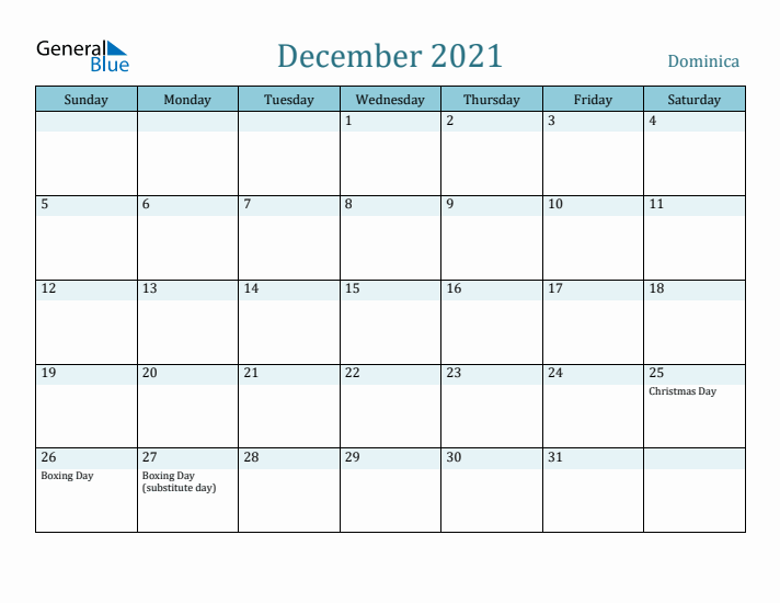 December 2021 Calendar with Holidays