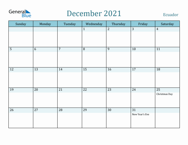 December 2021 Calendar with Holidays