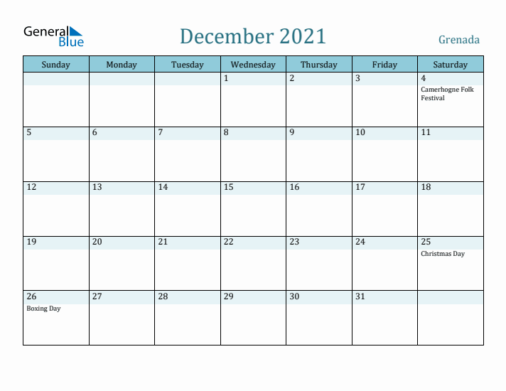 December 2021 Calendar with Holidays