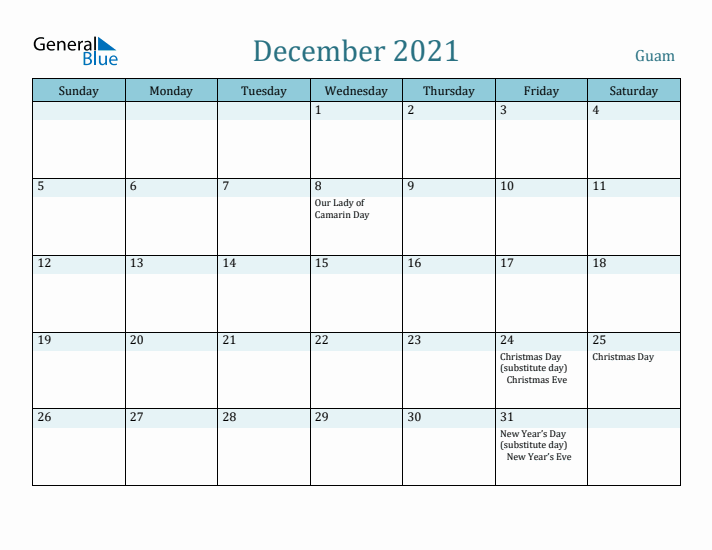 December 2021 Calendar with Holidays