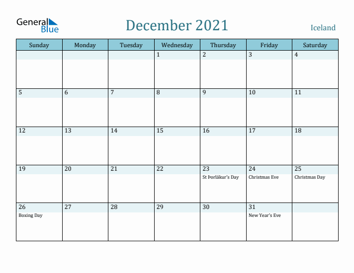 December 2021 Calendar with Holidays