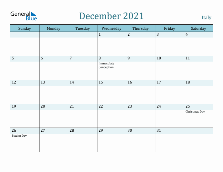 December 2021 Calendar with Holidays