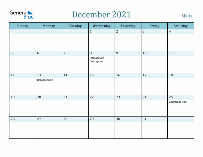 December 2021 Calendar with Holidays