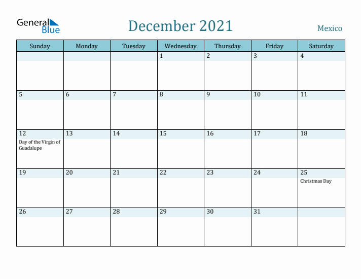 December 2021 Calendar with Holidays