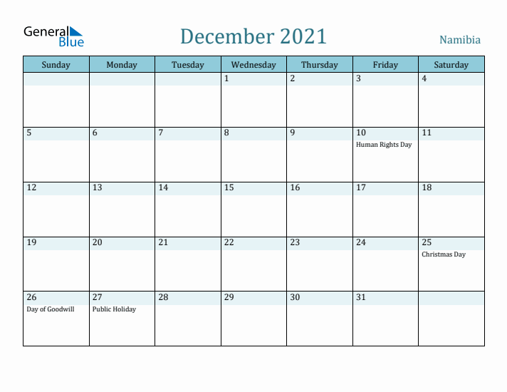 December 2021 Calendar with Holidays