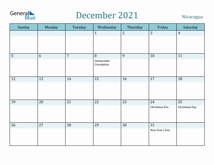 December 2021 Calendar with Holidays