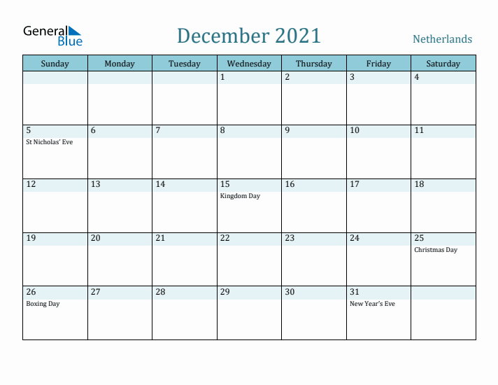 December 2021 Calendar with Holidays