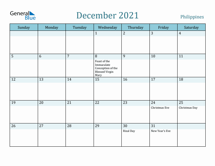 December 2021 Calendar with Holidays