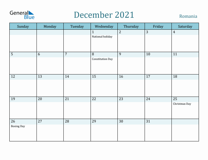 December 2021 Calendar with Holidays