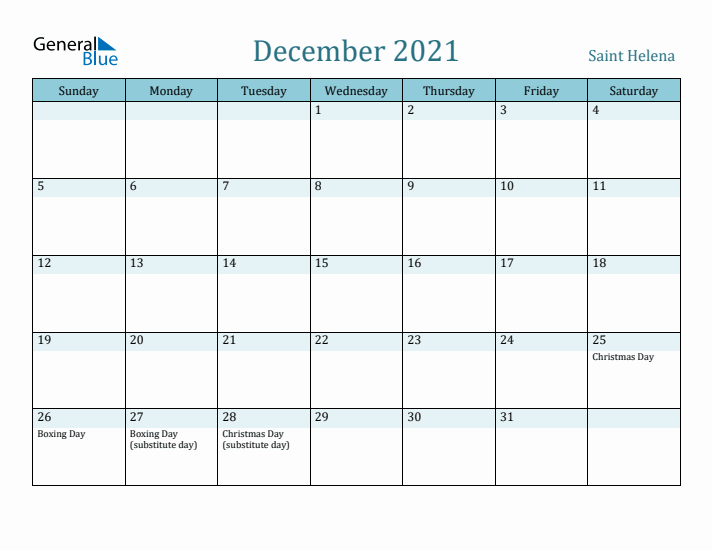 December 2021 Calendar with Holidays