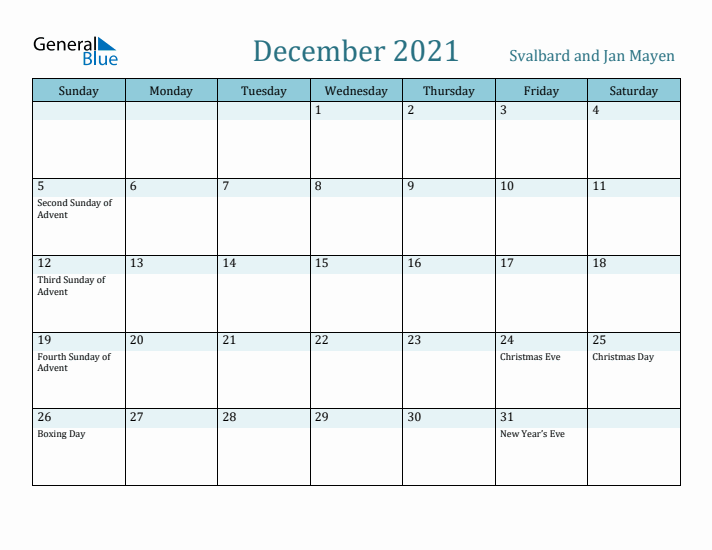 December 2021 Calendar with Holidays