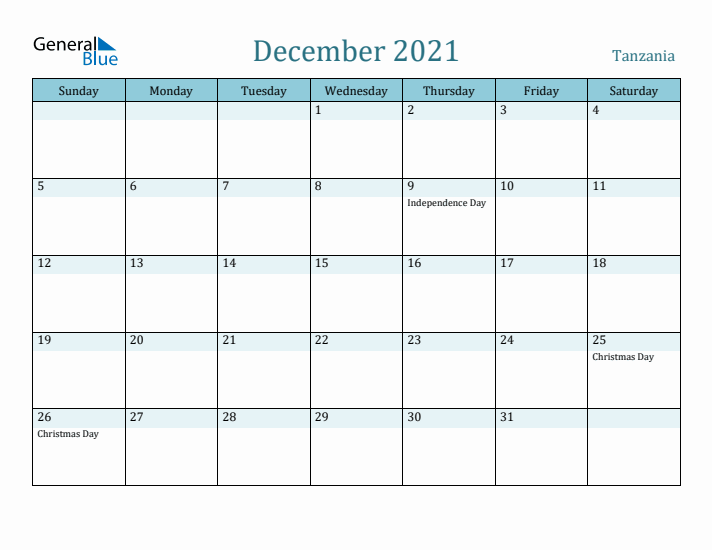 December 2021 Calendar with Holidays