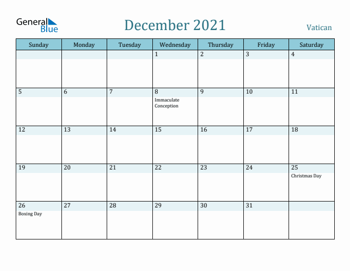 December 2021 Calendar with Holidays